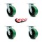 Service Caster 6 Inch Green Poly on Cast Iron Wheel Swivel Caster Set with Ball Bearings SCC SCC-30CS620-PUB-GB-4 - alternate 6